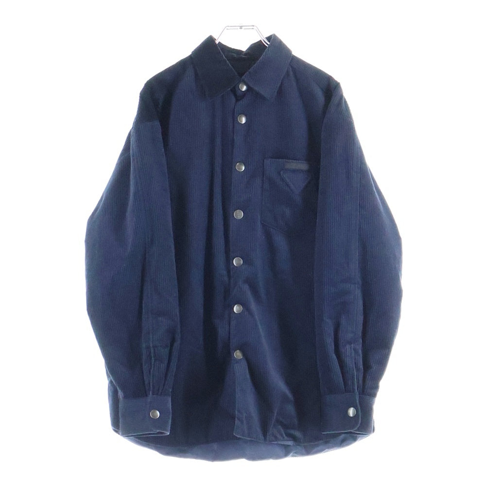 PRADA(プラダ) 三角ロゴ コーデュロイ 長袖シャツジャケット ネイビー SC813M