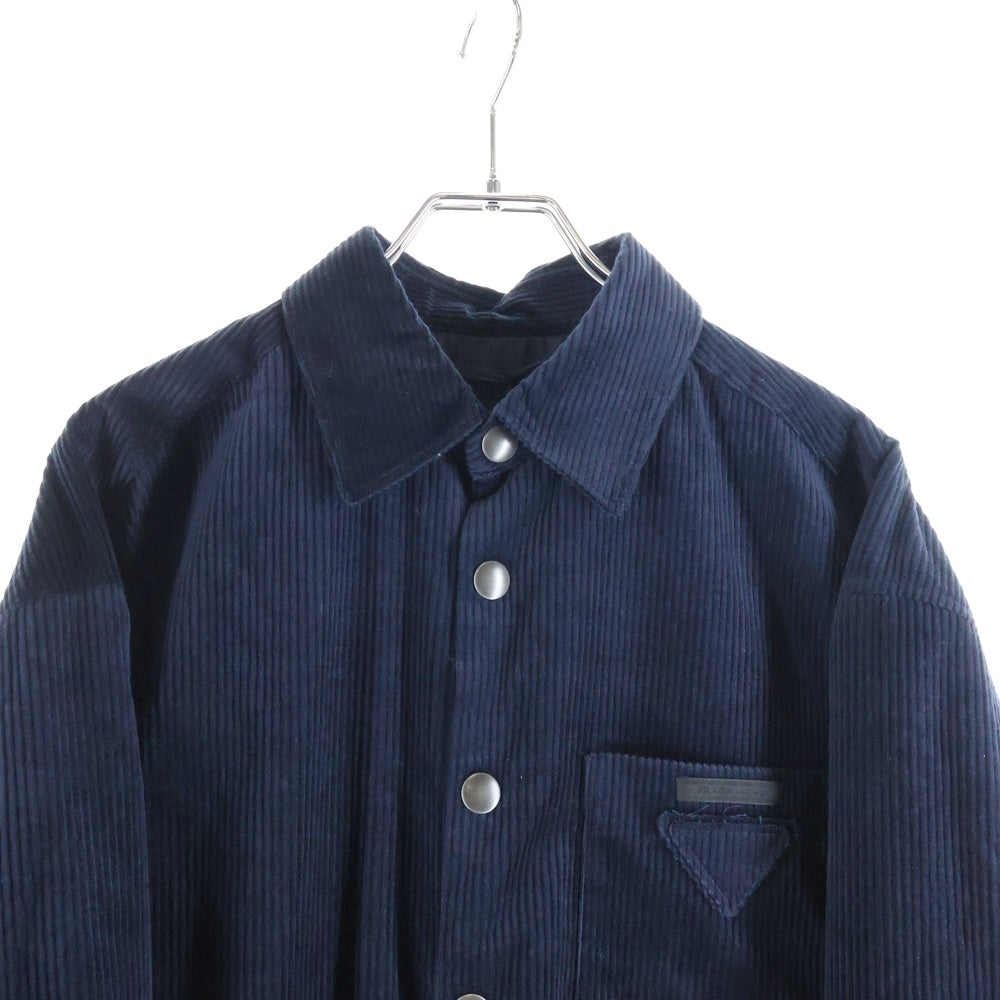 PRADA(プラダ) 三角ロゴ コーデュロイ 長袖シャツジャケット ネイビー SC813M