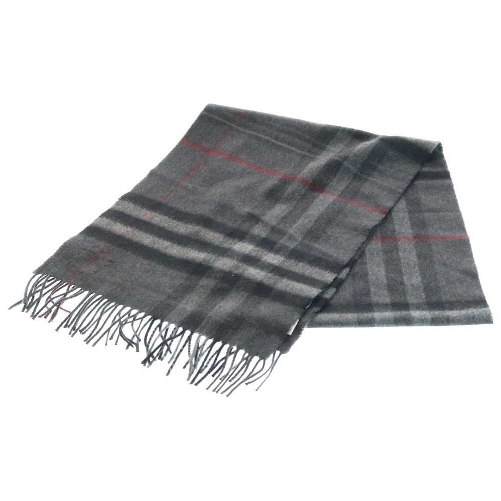 BURBERRY(バーバリー) チェック柄 カシミヤ マフラー ストール ブラック/グレー 8077880/75F