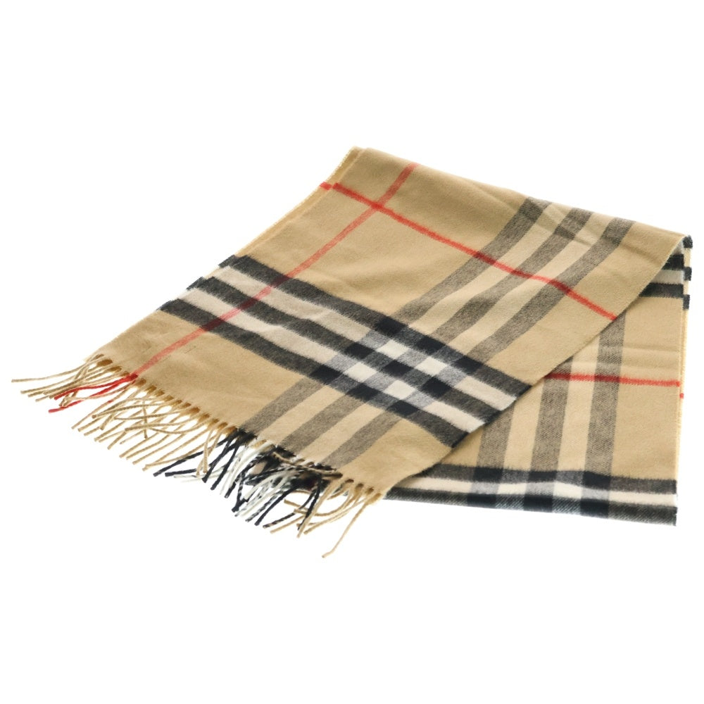 BURBERRY(バーバリー) チェック柄 カシミヤ マフラー ストール ベージュ 8076576/74L