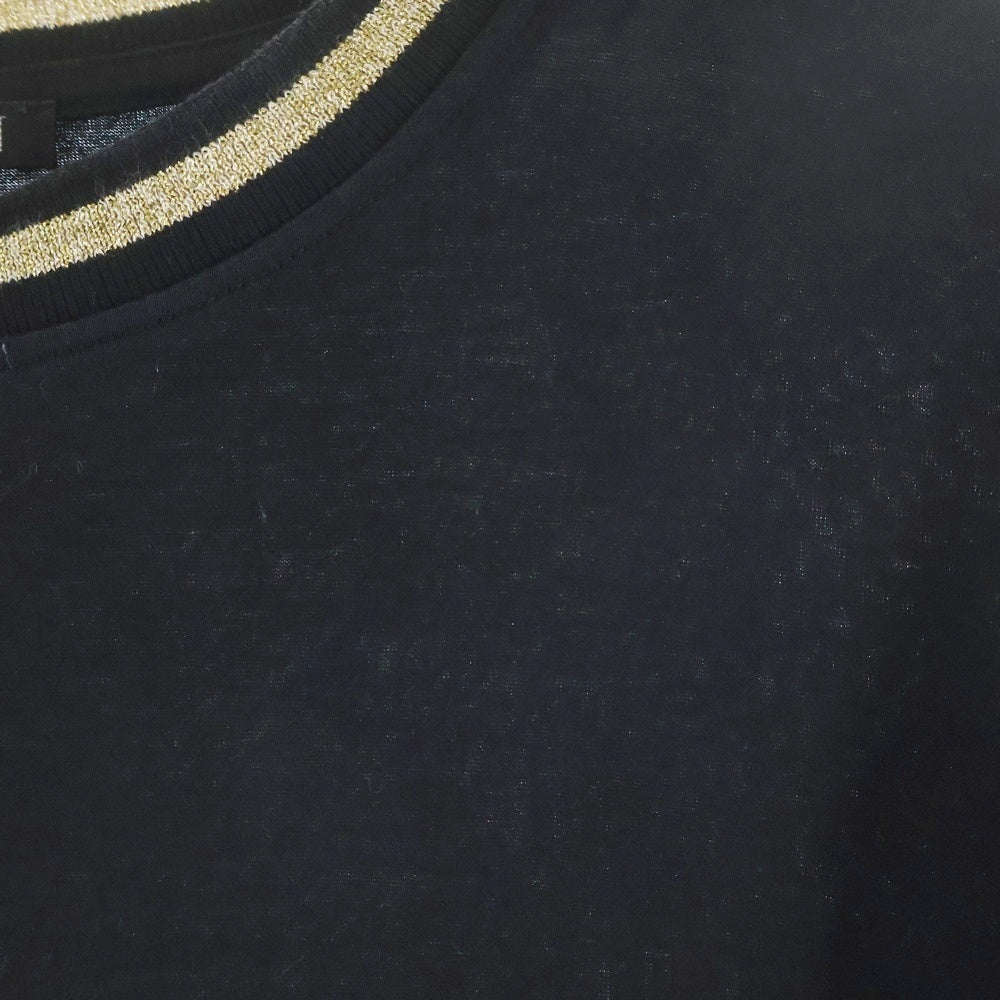 BALMAIN(バルマン) フロントロゴ プリント リブラメライン 半袖 クルーネック Tシャツ ブラック