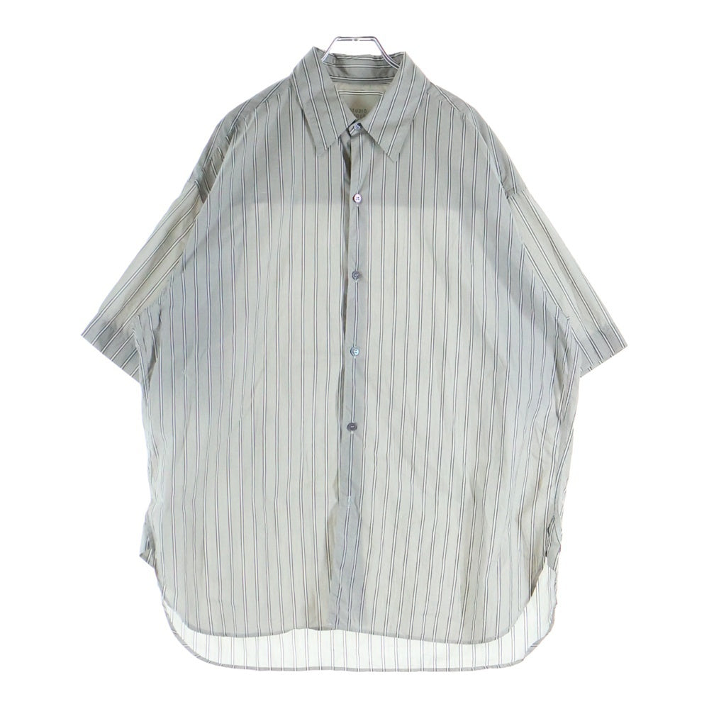 STUDIO NICHOLSON(スタジオニコルソン) BOLDSTRIPE COTTON ストライプ コットン 半袖シャツ グレー