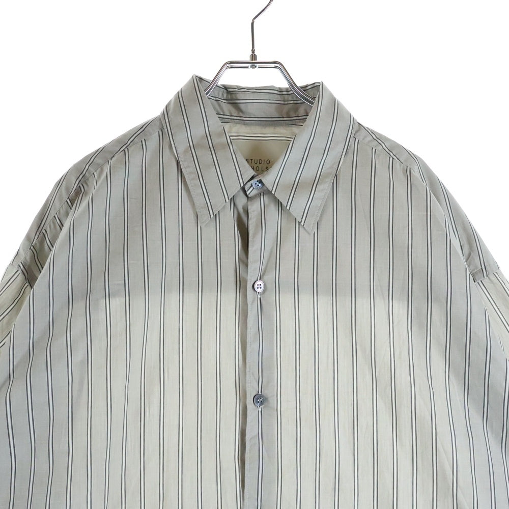 STUDIO NICHOLSON(スタジオニコルソン) BOLDSTRIPE COTTON ストライプ コットン 半袖シャツ グレー