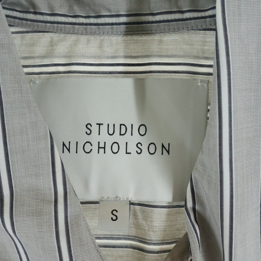 STUDIO NICHOLSON(スタジオニコルソン) BOLDSTRIPE COTTON ストライプ コットン 半袖シャツ グレー