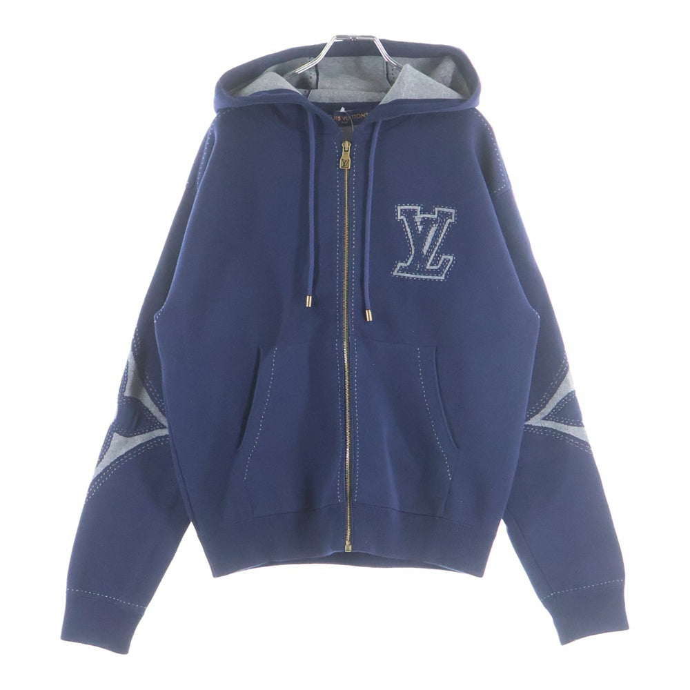 LOUIS VUITTON(ルイヴィトン) 26SS グラフィックインターシャジップコットンフーディ ジップアップパーカー ブルー RM261MM AUR HRN89W