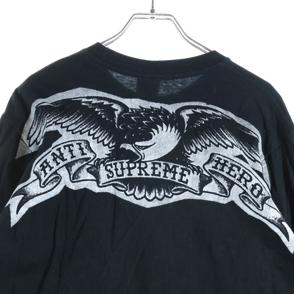 SUPREME(シュプリーム) 25AW ×ANTIHERO Eagle L/S Tee アンタイヒーロー イーグル クルーネック カットソー 長袖Tシャツ ブラック
