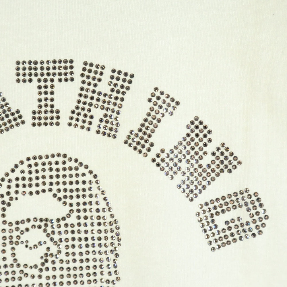 A BATHING APE(アベイシングエイプ) スワロフスキー カレッジロゴ ラインストーン フロントデザイン クルーネック半袖Tシャツ ショートスリーブカットソー ホワイト