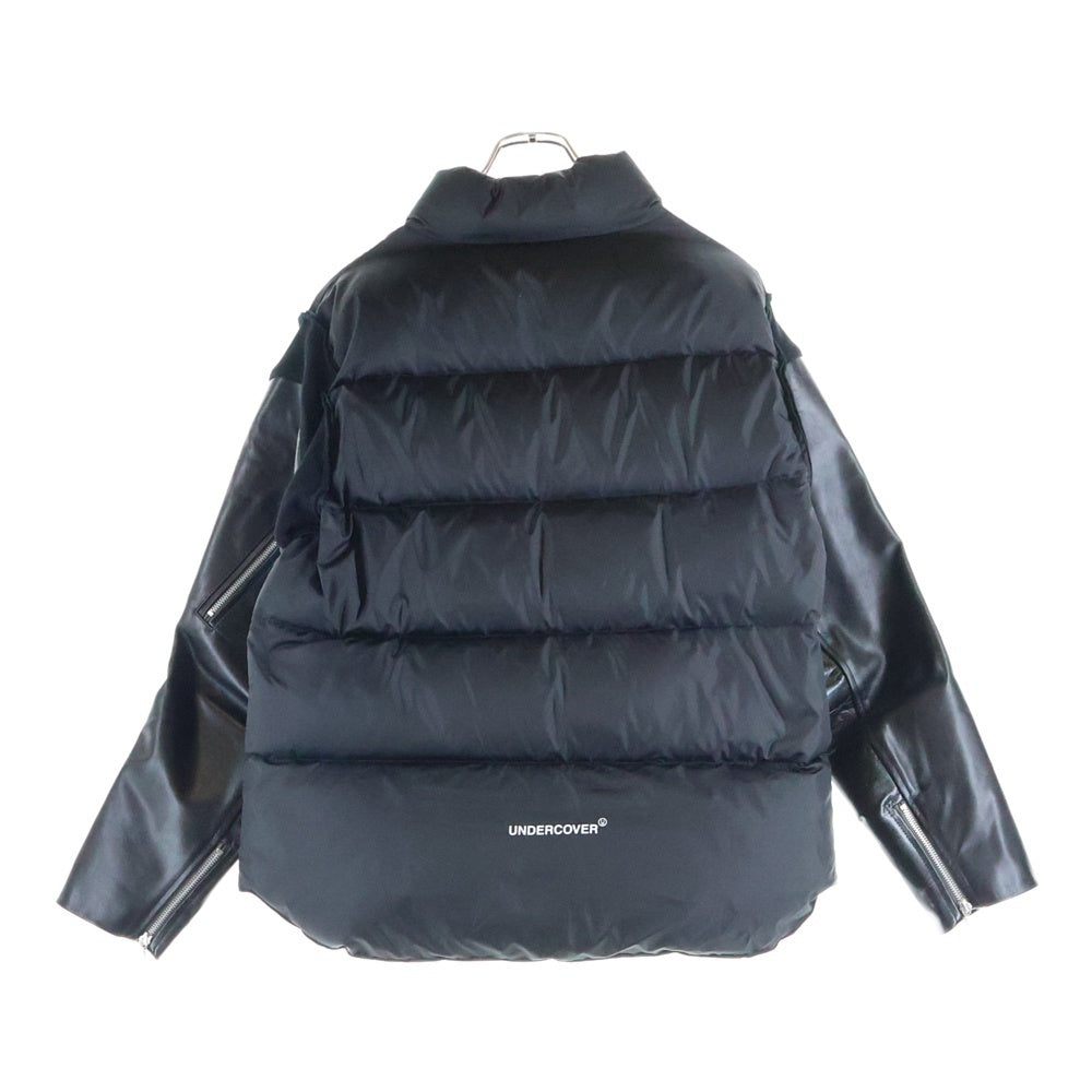 UNDERCOVER(アンダーカバー) 24AW ユーズド加工レザースリーブ ダウンブルゾン ブラック UC2D9206