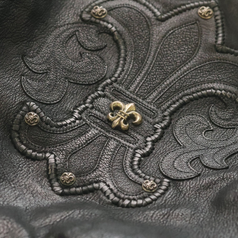 CHROME HEARTS(クロムハーツ) GYM MD ジムバッグ 現行型CHチャーム付き BSフレア装飾 ミディアムレザーハンドバッグ ブラック/シルバー