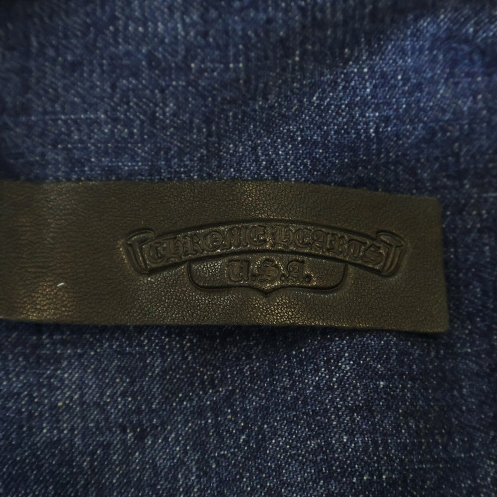 CHROME HEARTS(クロムハーツ) Y NOT Cross Ball Button LAST BITE Denim ワイノット クロスボールボタン ラストバイト デニムシャツ ロングシャツ クロスボールボタン装飾 ウォッシュド加工