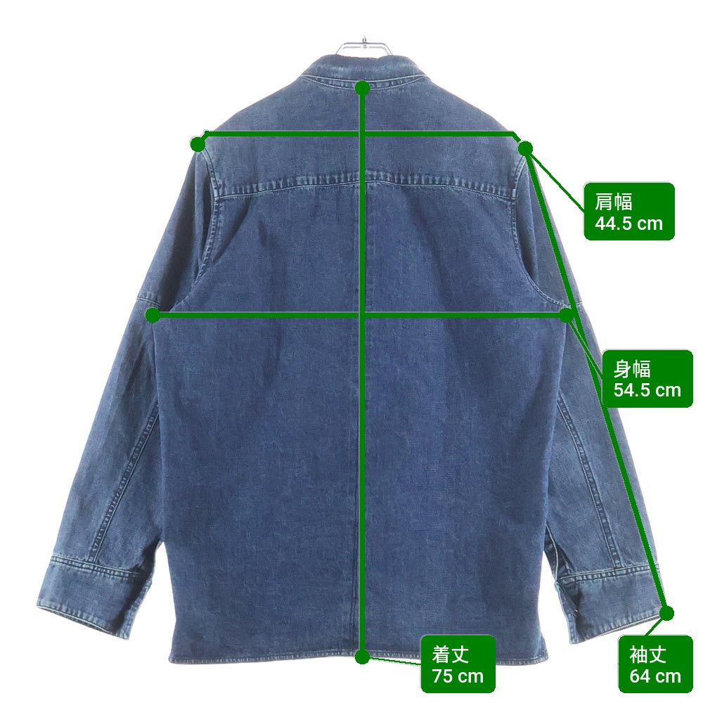 CHROME HEARTS(クロムハーツ) Y NOT Cross Ball Button LAST BITE Denim ワイノット クロスボールボタン ラストバイト デニムシャツ ロングシャツ クロスボールボタン装飾 ウォッシュド加工