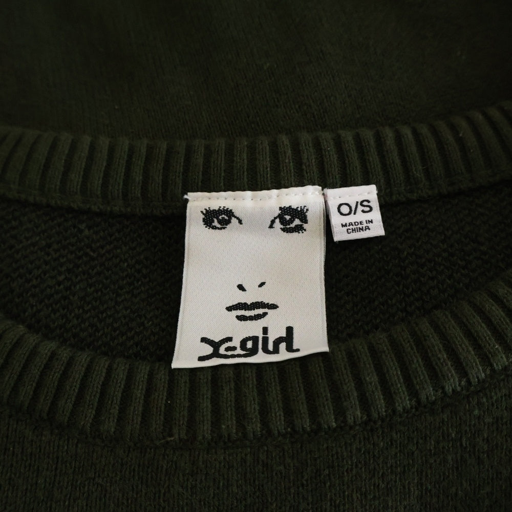 X-GIRL(エックスガール) ×Hysteric Glamour ヒステリックグラマー フロントデザイン クルーネックニットセーター グリーン 105244015013 レディース