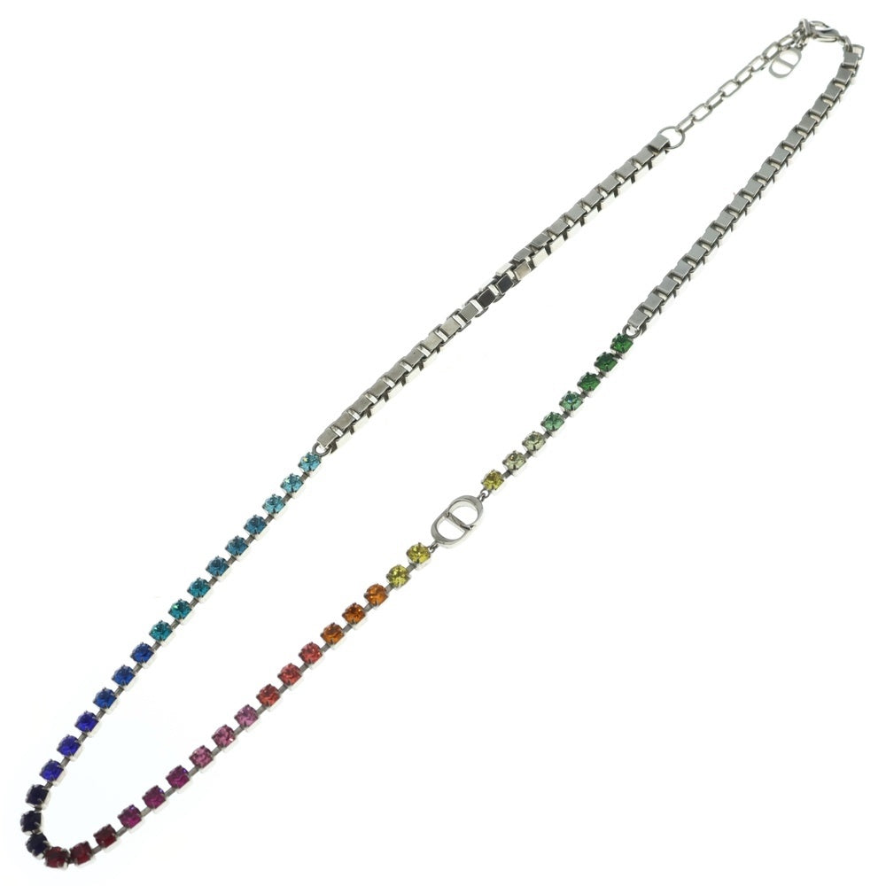 Christian Dior(クリスチャンディオール) カラーストーン ネックレス レインボー ラインストーン シルバー マルチカラー レディース