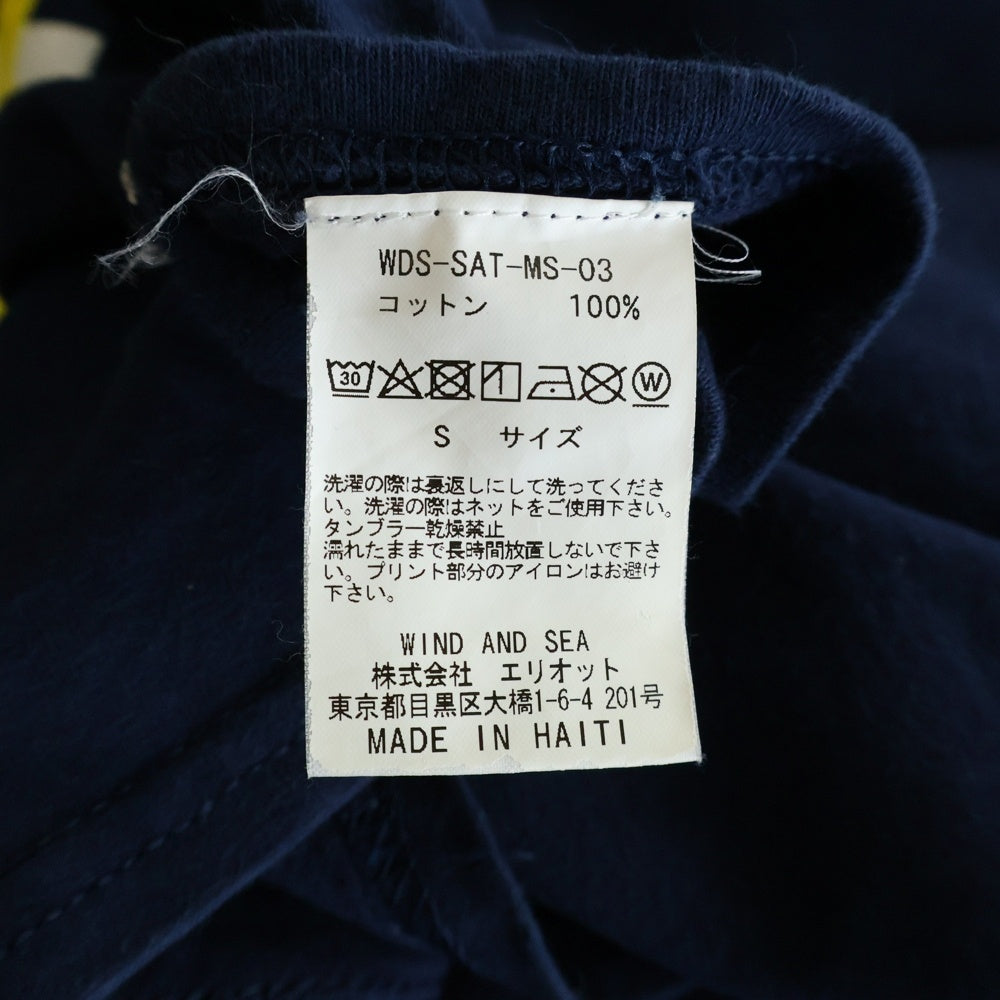 WIND AND SEA(ウィンダンシー) 19SS ×SATURDAYS SURF NYC サタデーズサーフ フロントロゴプリント半袖Tシャツ クルーネックカットソー ネイビー WDS-SAT-MS-03