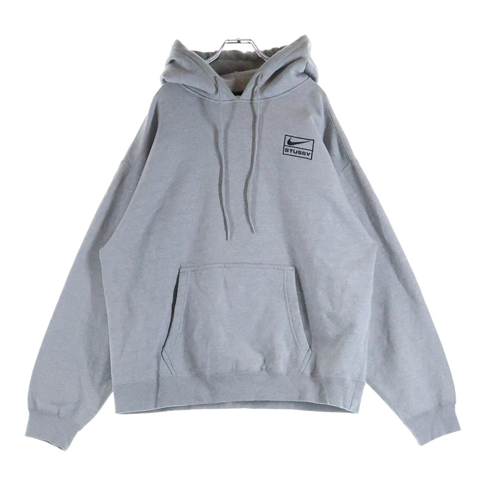 NIKE(ナイキ) 22SS ×STUSSY フロントロゴ刺繍 コットン プルオーバーパーカー グレー DJ9488-063