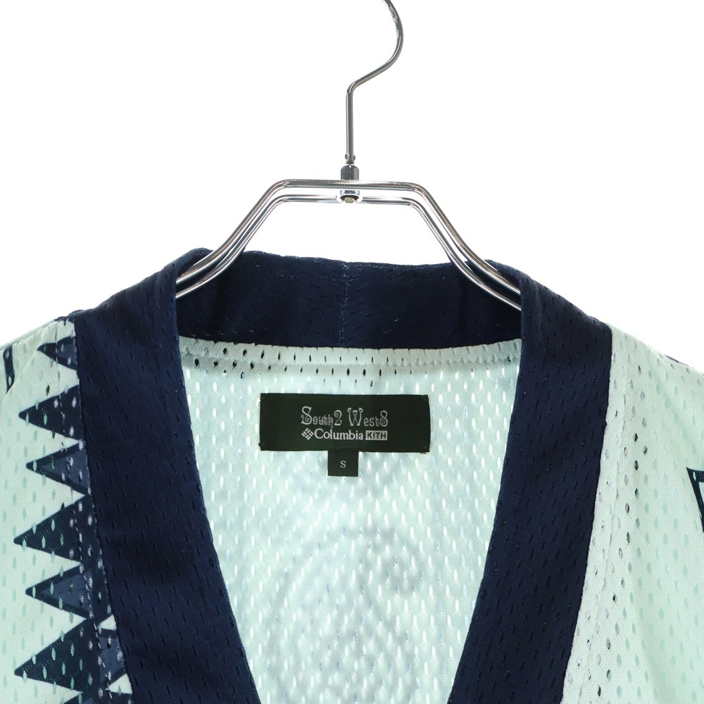 KITH(キス) ×Columbia ×South2 West8 Crossover Snap Front Shirt クロスオーバー スナップフロントシャツ 半袖シャツ エスニック柄 ネイビー/グリーン KHM033108-415