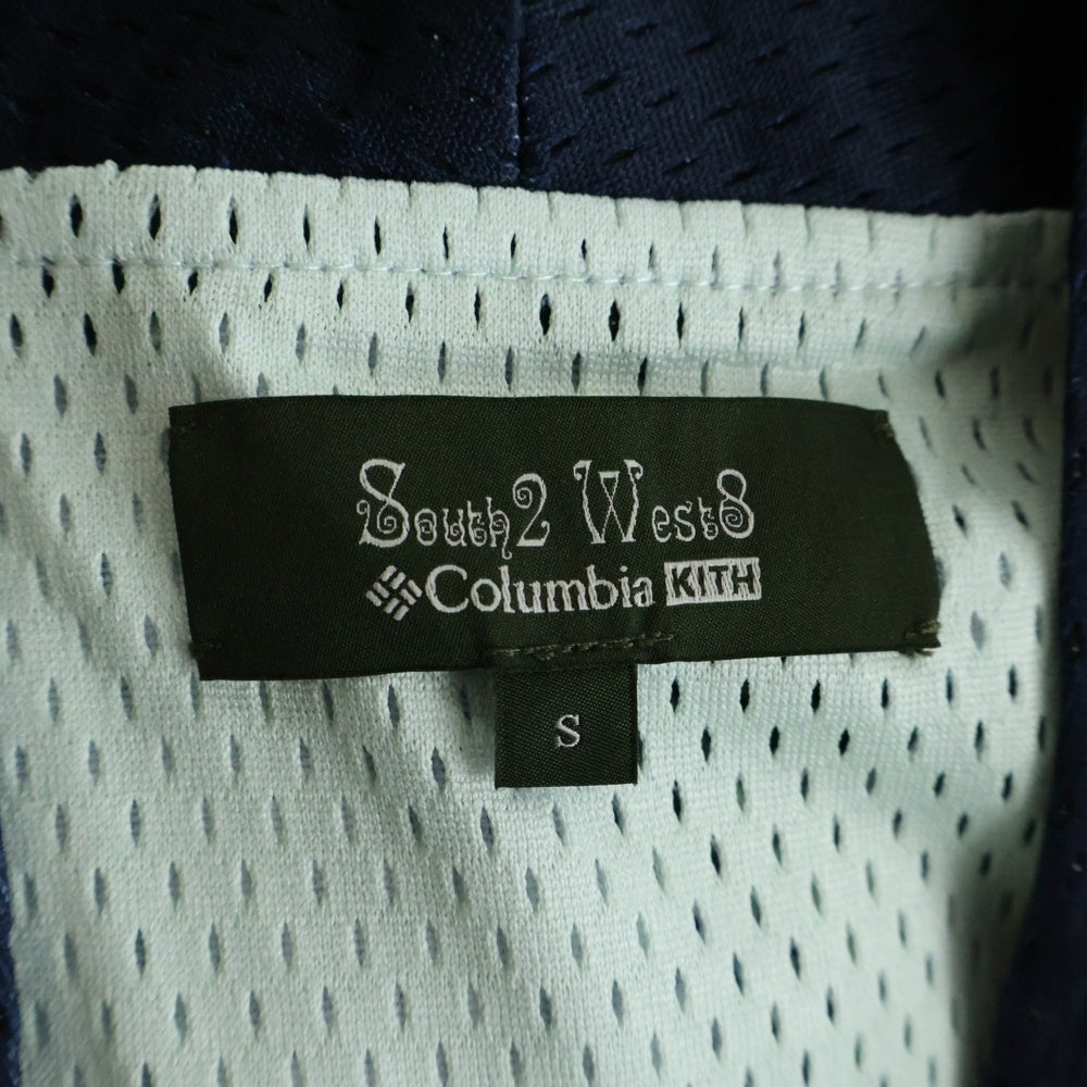 KITH(キス) ×Columbia ×South2 West8 Crossover Snap Front Shirt クロスオーバー スナップフロントシャツ 半袖シャツ エスニック柄 ネイビー/グリーン KHM033108-415