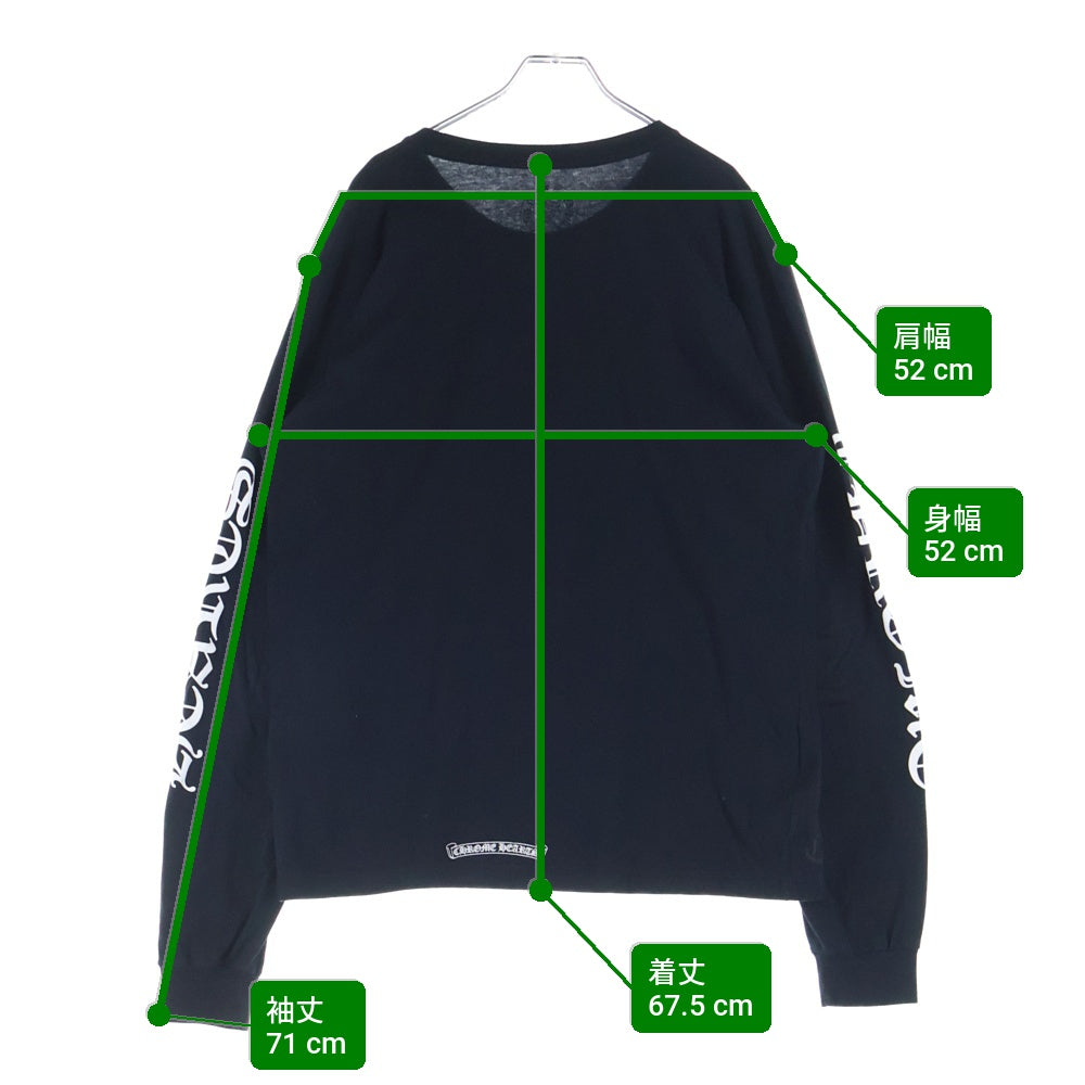 CHROME HEARTS(クロムハーツ) CH LS NECK LOGO ネックロゴプリント 袖ロゴ 長袖Tシャツ ロングスリーブカットソー ブラック レディース