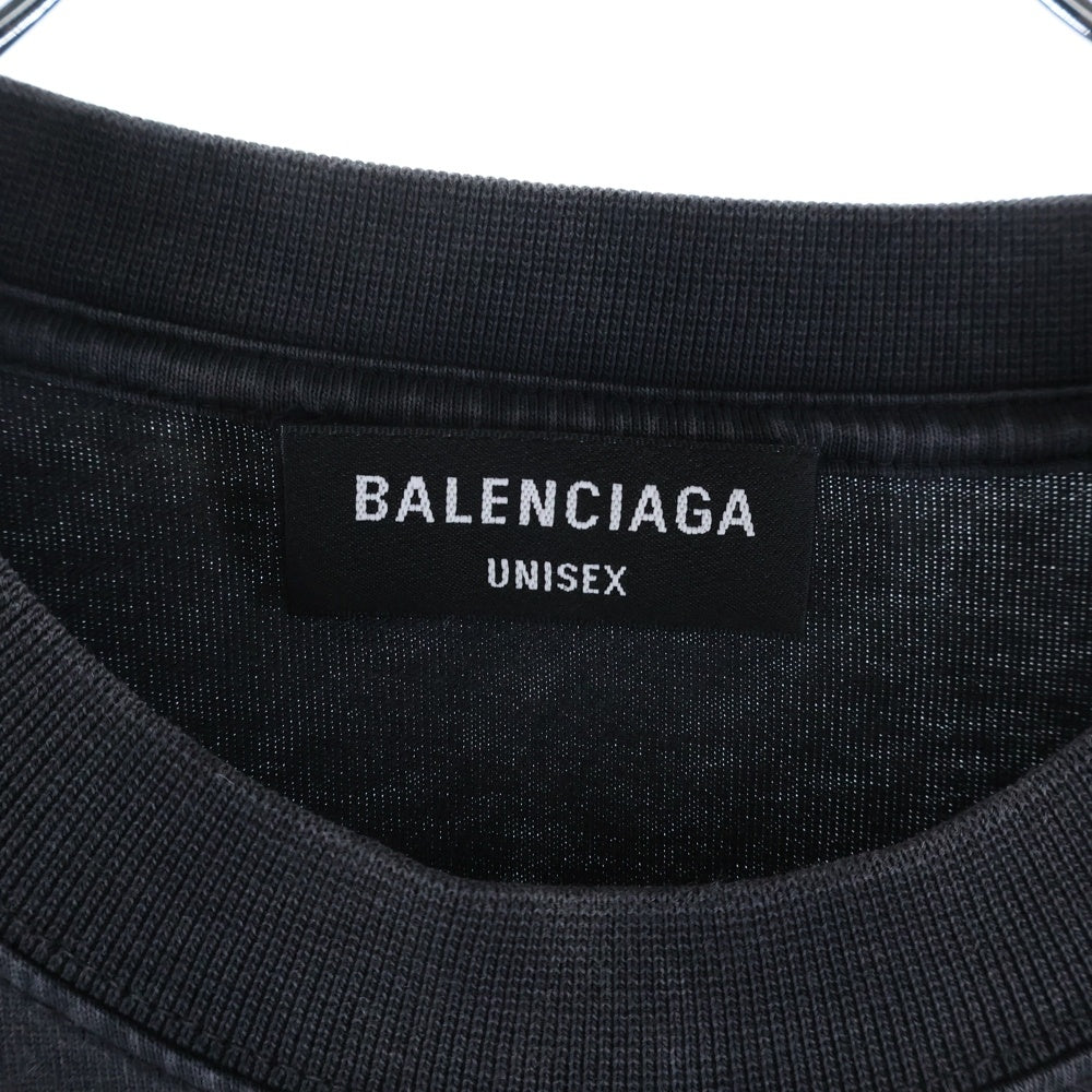 BALENCIAGA(バレンシアガ) Authentic Jersey Apparel フロント刺繍デザイン クルーネック半袖Tシャツ ショートスリーブカットソー ブラック JT91 641675