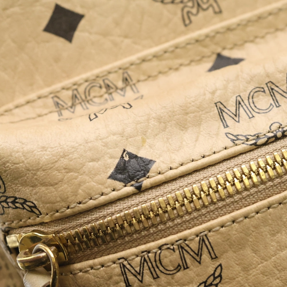 MCM(エム シー エム) ヴィセトス ロゴグラム スタッズ ミニリュック バックパック ベージュ レディース