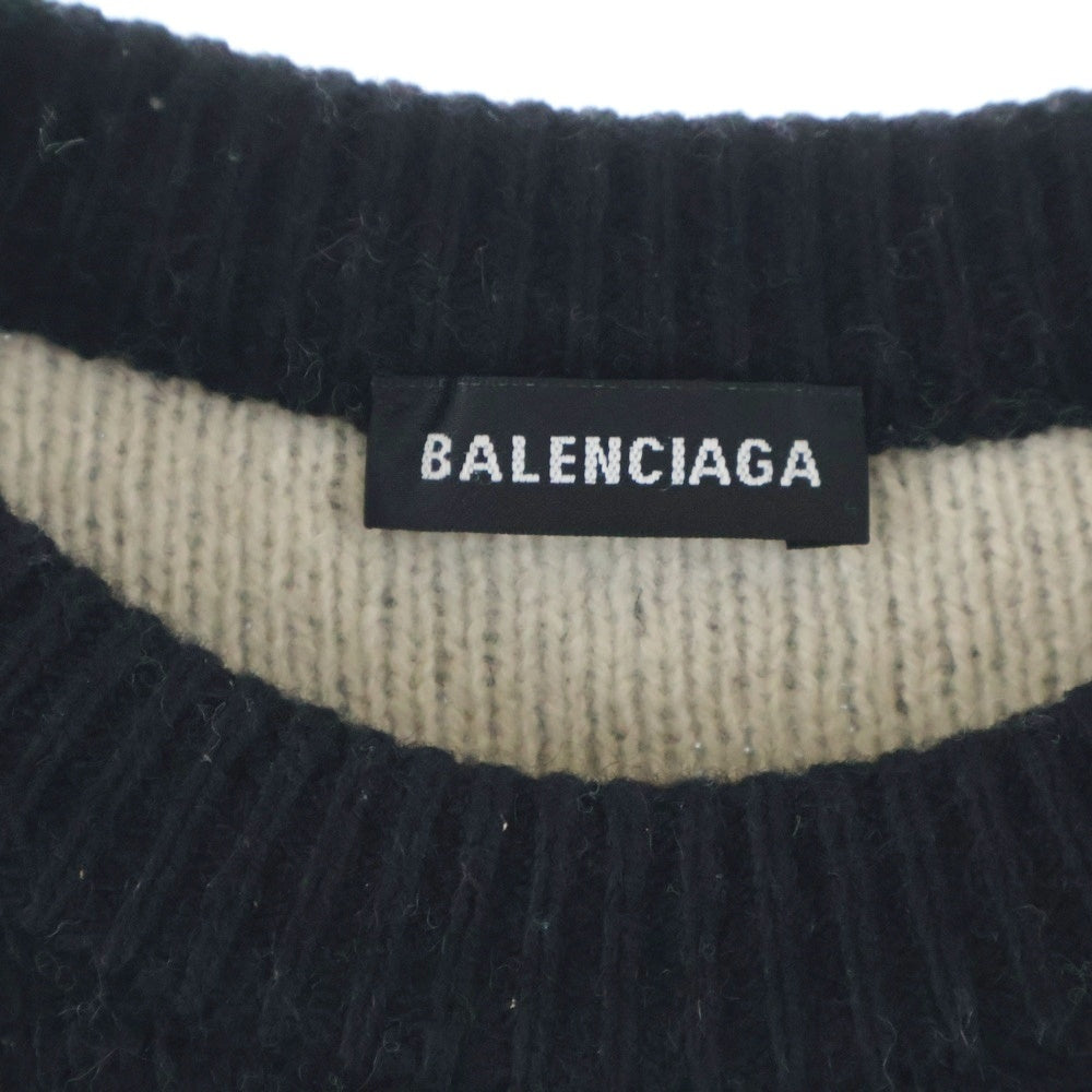 BALENCIAGA(バレンシアガ) ロゴ総柄 クルーネックニットセーター ブラック AK01 534418 レディース