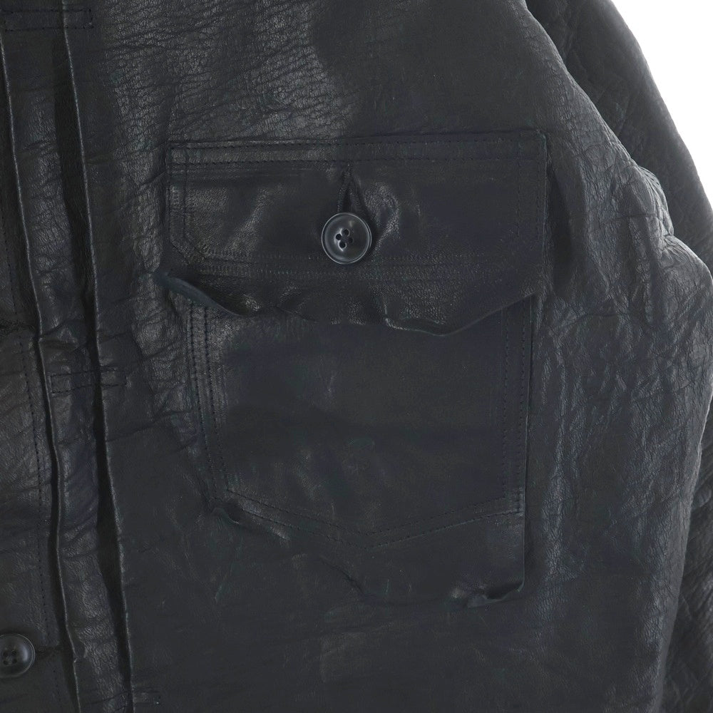 GOOD KARMA DEVELOPMENT(グッドカルマ ディベロップメント) LEATHER BLOUSE DAVE ダイブ エゾジカレザージャケット ブラウス ブラック