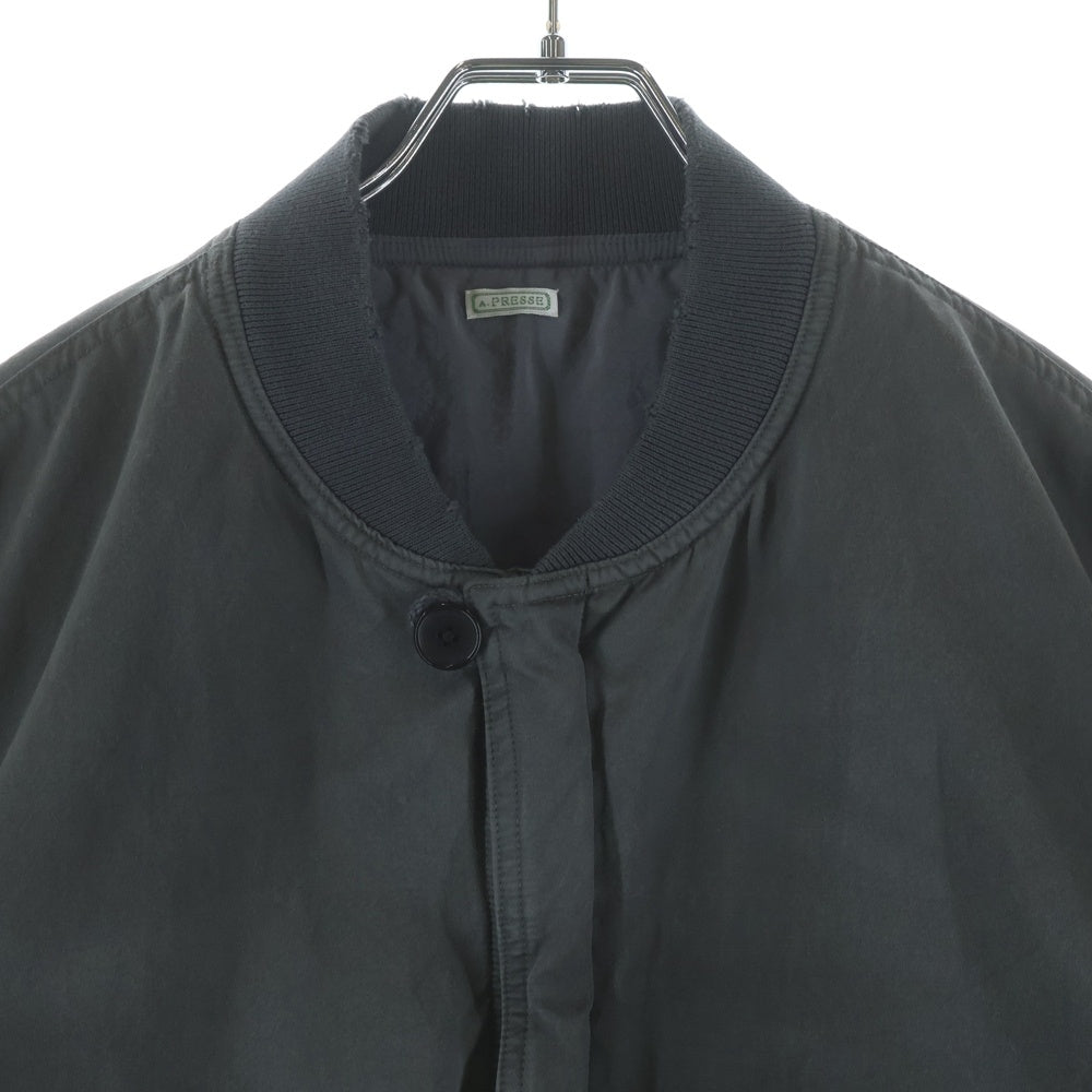 A.PRESSE(アプレッセ) Vintage Silk Bomber Jacket ヴィンテージ加工 シルク ボンバージャケット グレー 25AAP-01-27