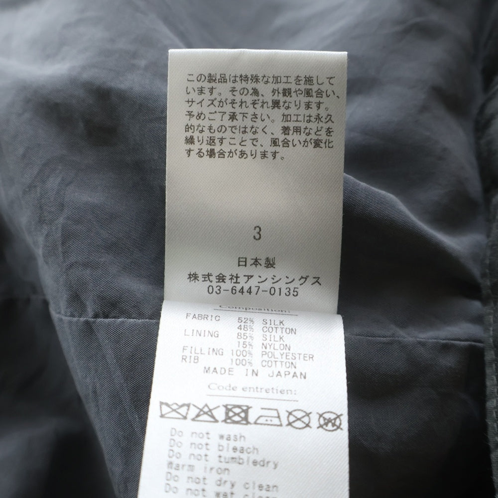A.PRESSE(アプレッセ) Vintage Silk Bomber Jacket ヴィンテージ加工 シルク ボンバージャケット グレー 25AAP-01-27