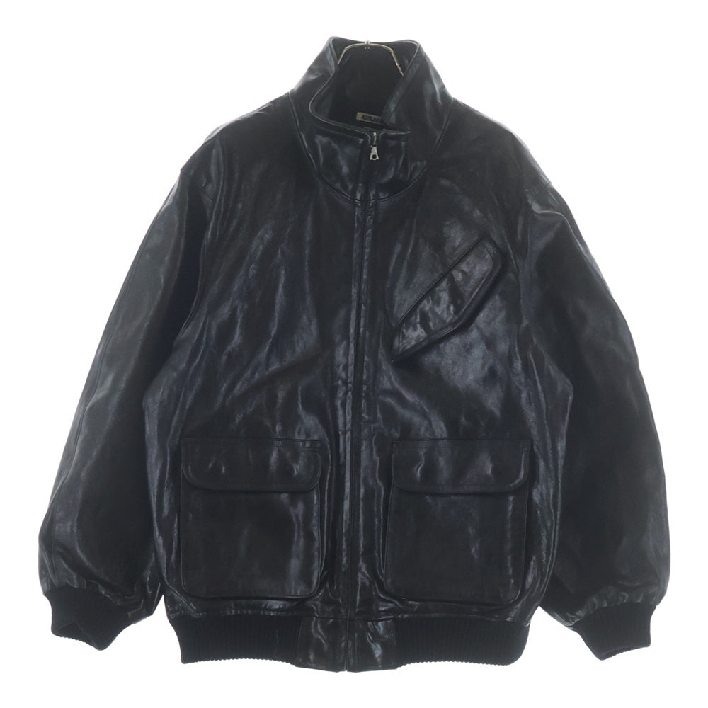 AURALEE(オーラリー) 25AW LAMB LEATHER ZIP BLOUSON A25AB01WX ラムレザー ブルゾンジャケット ブラック