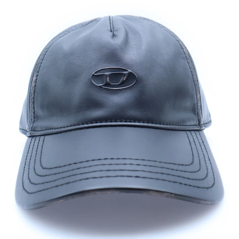 DIESEL(ディーゼル) オールレザー ベースボールキャップ Dロゴ C-HEATHER A19449 0LHBE 900 ブラック