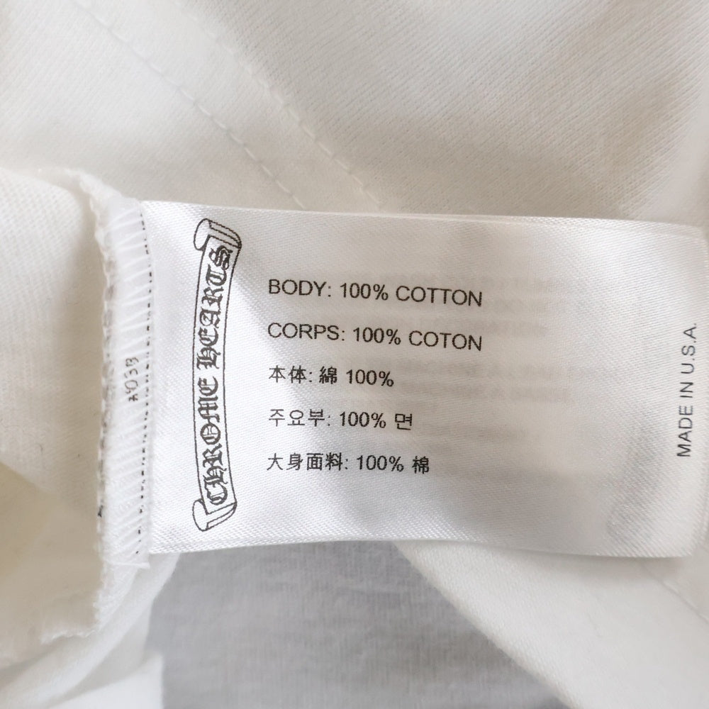 CHROME HEARTS(クロムハーツ) FLRL CRS HORSESHOE L/S バックホースシュー 袖フローラル ロングスリーブ 長袖Tシャツ カットソー ホワイト