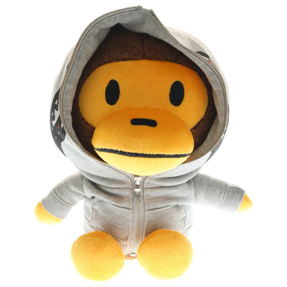 A BATHING APE(アベイシングエイプ) BABY MILO ベイビーマイロ ぬいぐるみ ドールリュック シャークジップパーカー グレー/ブラウン