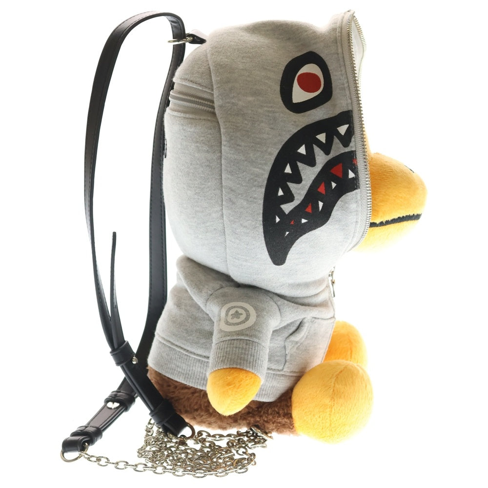 A BATHING APE(アベイシングエイプ) BABY MILO ベイビーマイロ ぬいぐるみ ドールリュック シャークジップパーカー グレー/ブラウン