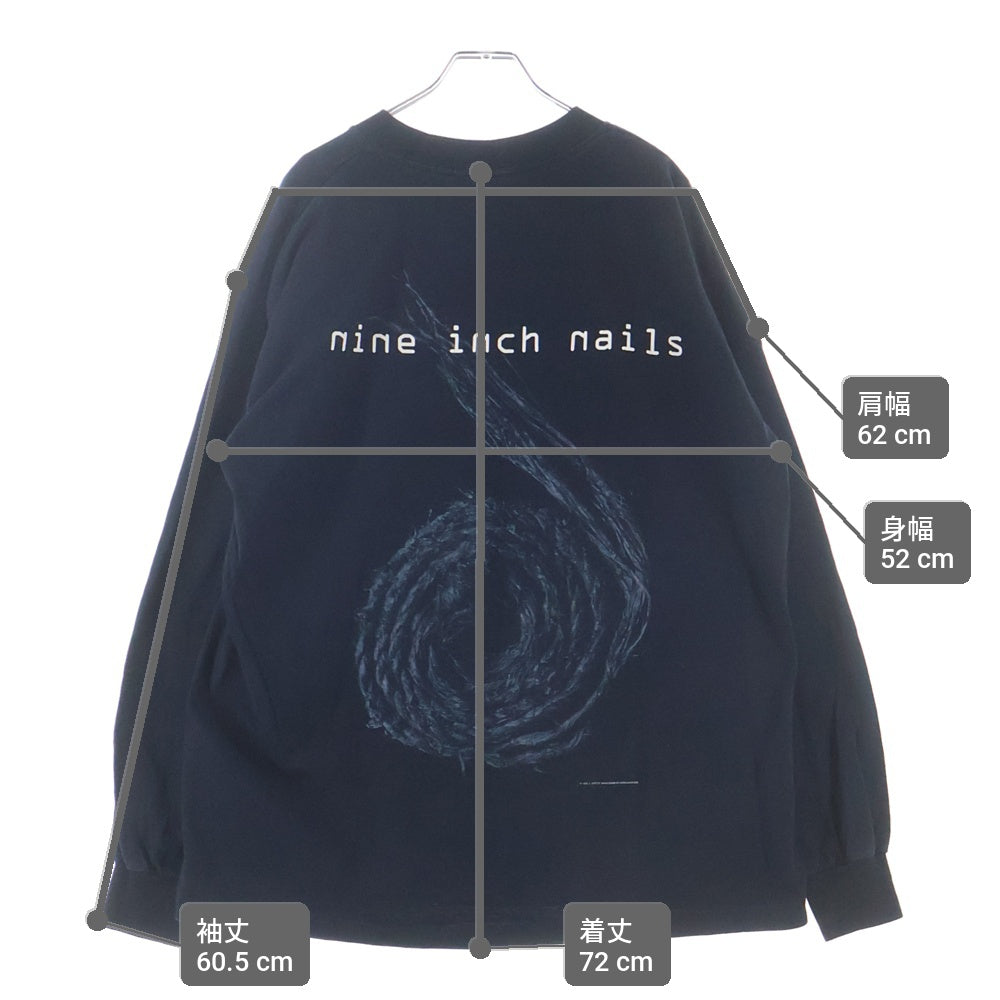 VINTAGE(ヴィンテージ) 90s Nine Inch Nails Further Down The Spiral ナインインチネイルズ ファーザー ダウン ザ スパイラル 両面プリント クルーネック 長袖Tシャツ ブラック