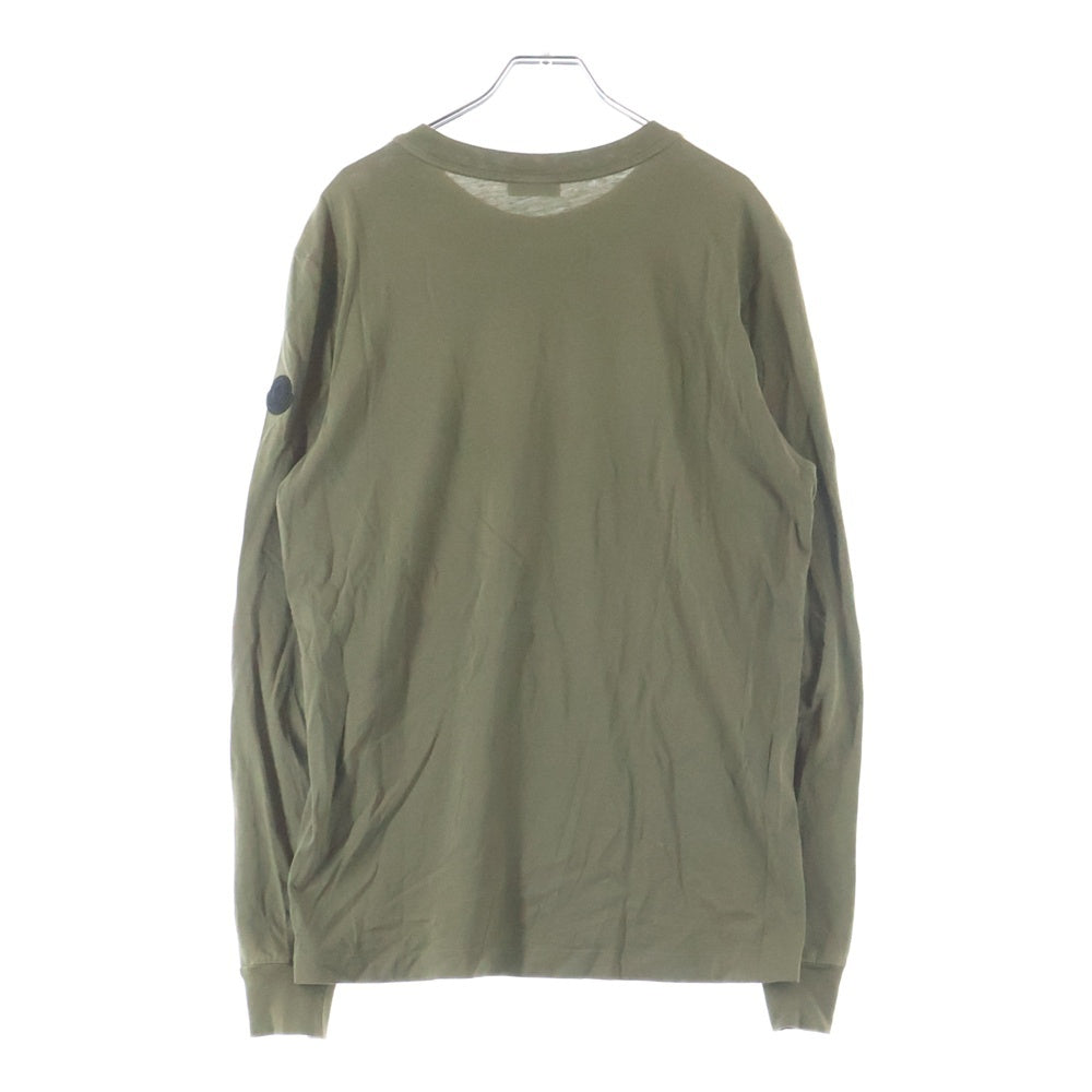 MONCLER(モンクレール) MAGLIA MANICA LUNGA フロントプリントデザイン 袖ロゴワッペン ロングスリーブカットソー 長袖Tシャツ カーキ I20918D00009 89A17