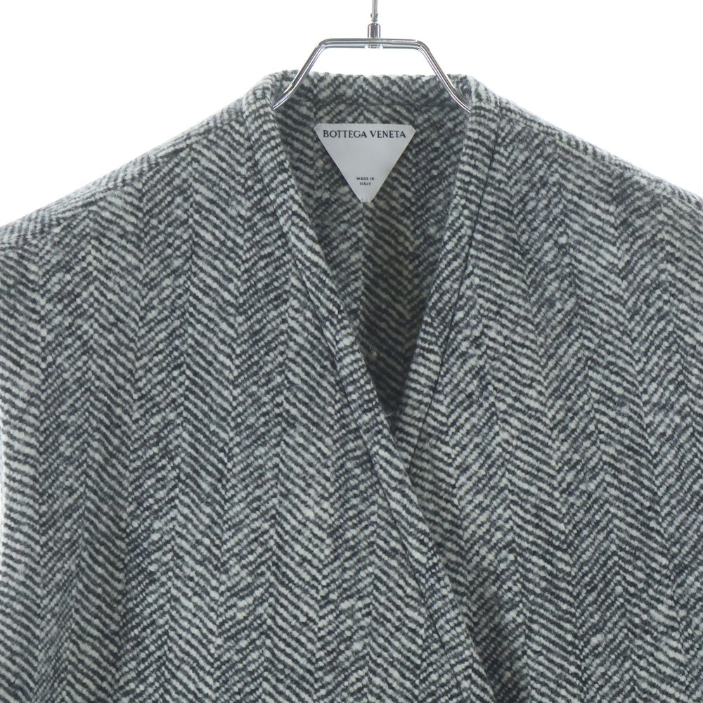 BOTTEGA VENETA(ボッテガヴェネタ) Sleeveless Felted Wool Chevron Coat ノースリーブ ウール コート グレー/ホワイト 744733 V34P0