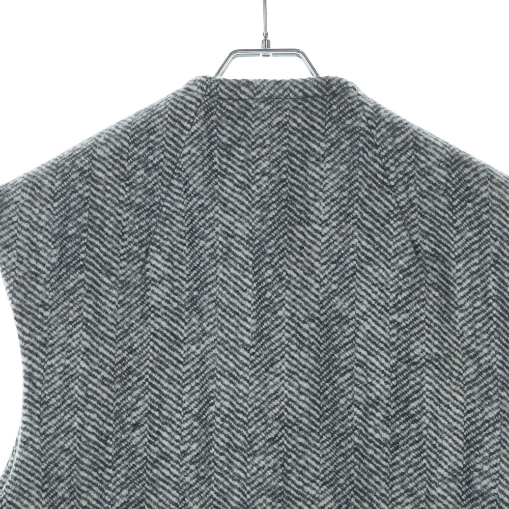BOTTEGA VENETA(ボッテガヴェネタ) Sleeveless Felted Wool Chevron Coat ノースリーブ ウール コート グレー/ホワイト 744733 V34P0