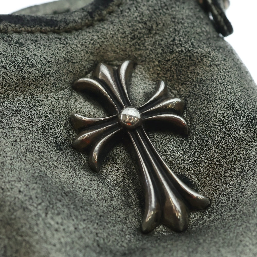 CHROME HEARTS(クロムハーツ) PHONE POUCH W/CH CROSS スモールCHクロス レザーフォンポーチ シルバー