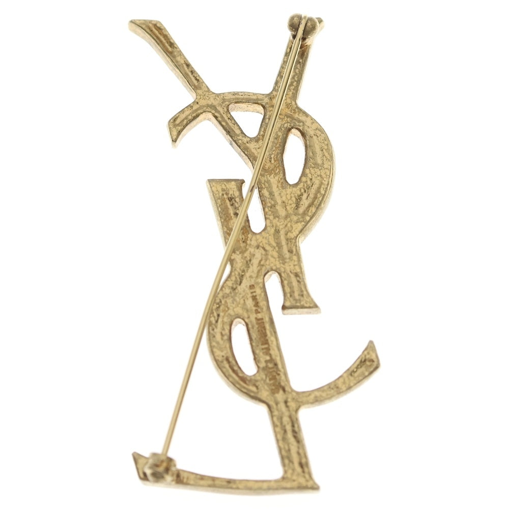 SAINT LAURENT PARIS(サンローランパリ) YSL ロゴ ブローチ カサンドラ ピンバッジ ゴールド GP レディース