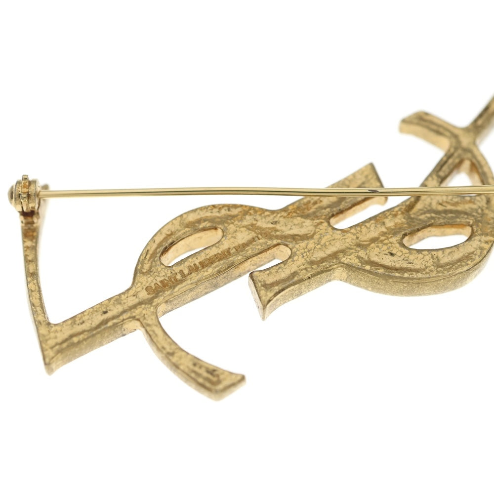 SAINT LAURENT PARIS(サンローランパリ) YSL ロゴ ブローチ カサンドラ ピンバッジ ゴールド GP レディース