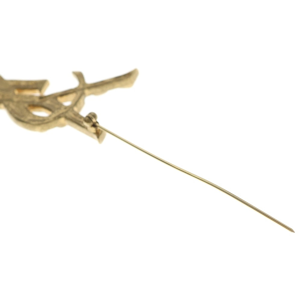 SAINT LAURENT PARIS(サンローランパリ) YSL ロゴ ブローチ カサンドラ ピンバッジ ゴールド GP レディース