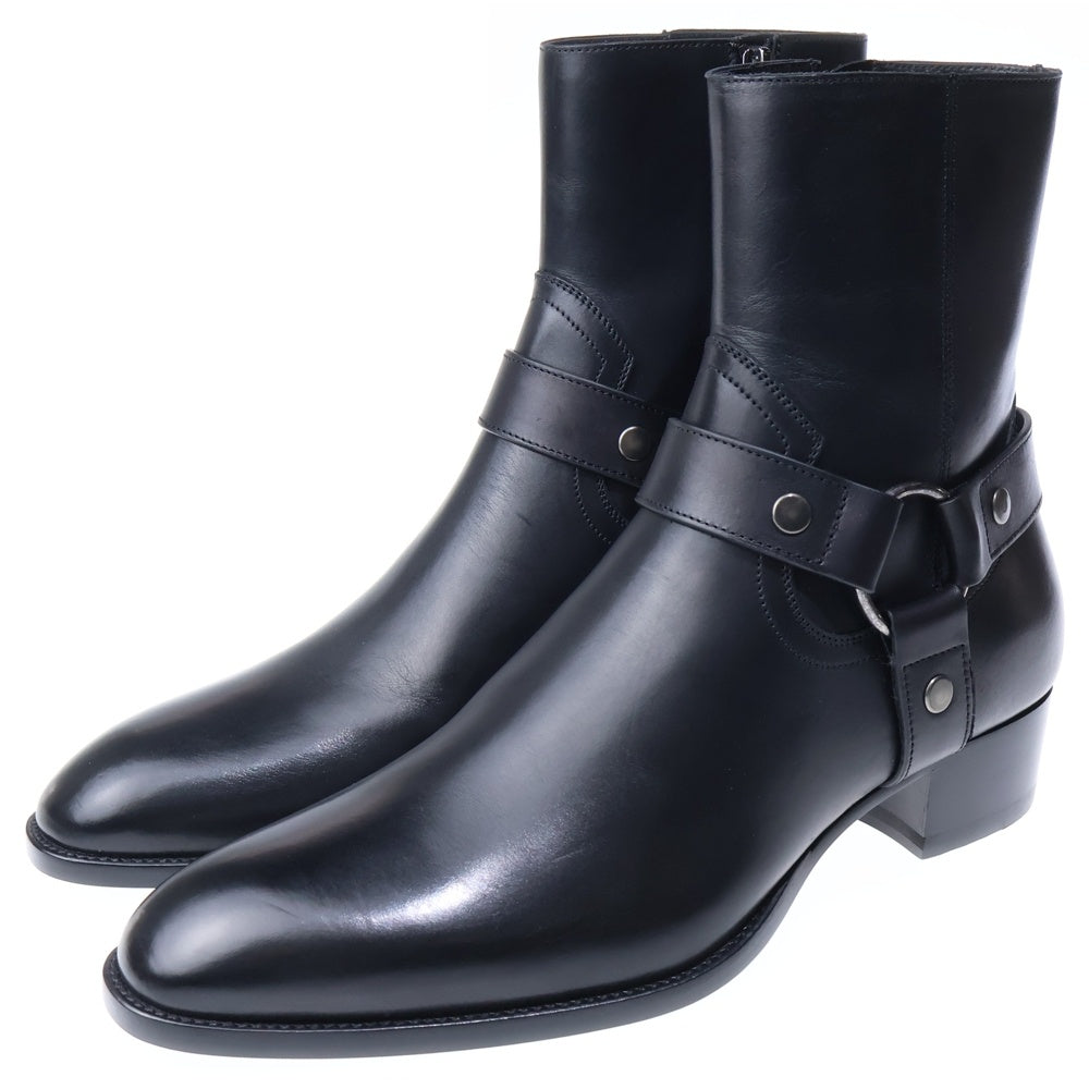 SAINT LAURENT PARIS(サンローランパリ) Wyatt' Harness Boots ワイアット ハーネスリング ヒールブーツ ブラック 681331