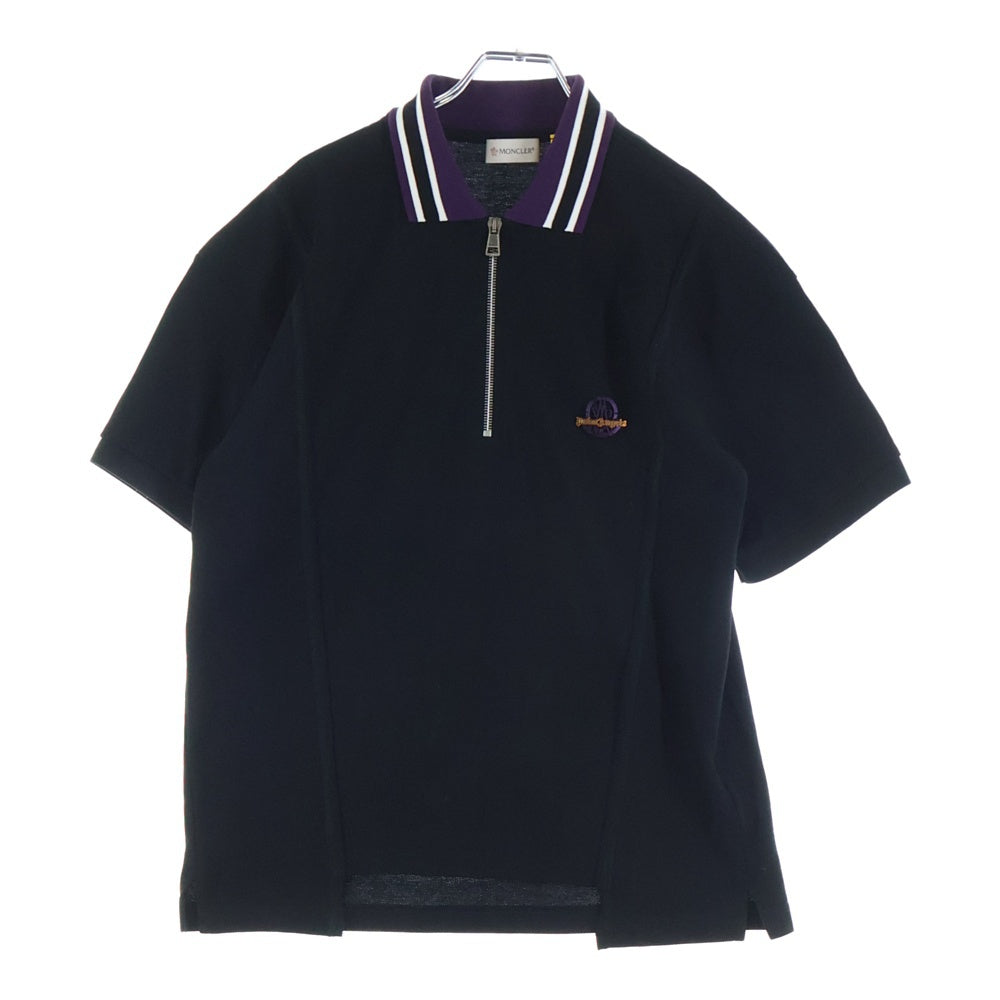 MONCLER(モンクレール) 19AW ×Palm Angels MAGLIA POLO MANICA CORTA メタルロゴ ハーフジップ 半袖シャツ ブラック E209L8300080 84556