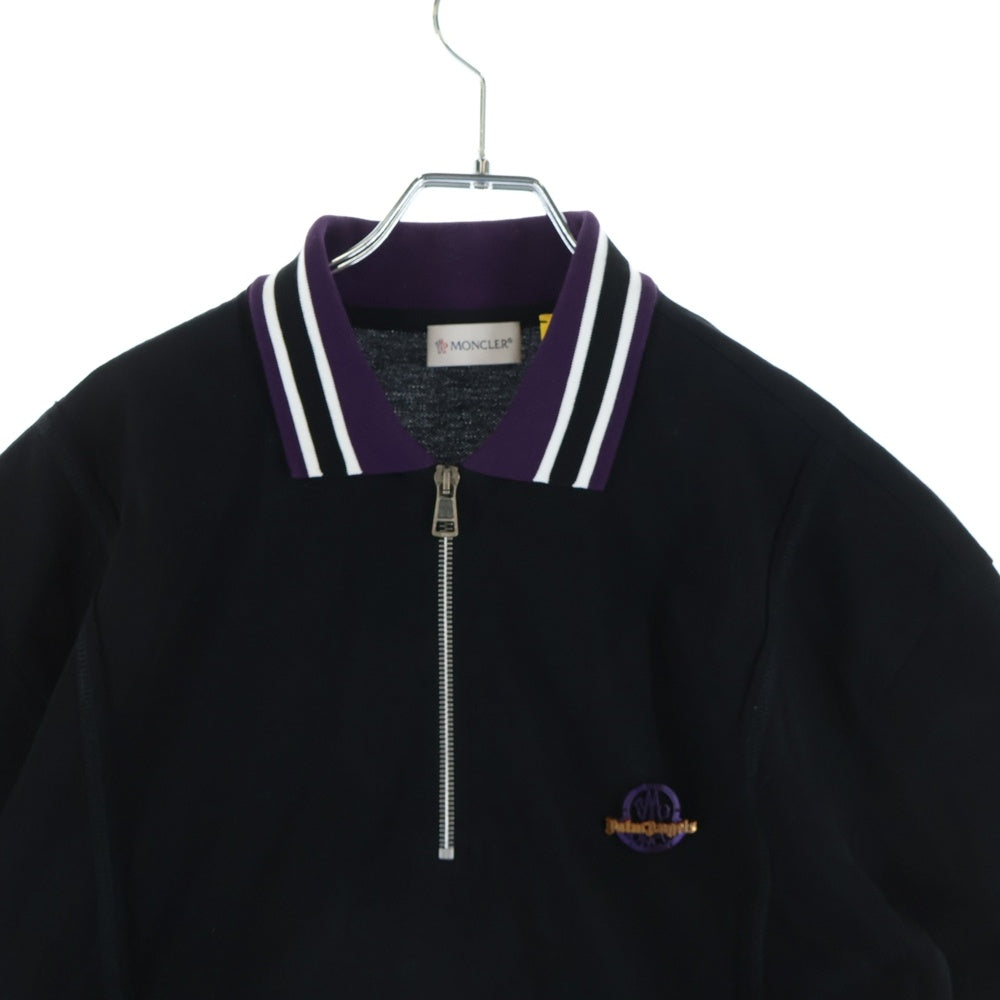 MONCLER(モンクレール) 19AW ×Palm Angels MAGLIA POLO MANICA CORTA メタルロゴ ハーフジップ 半袖シャツ ブラック E209L8300080 84556