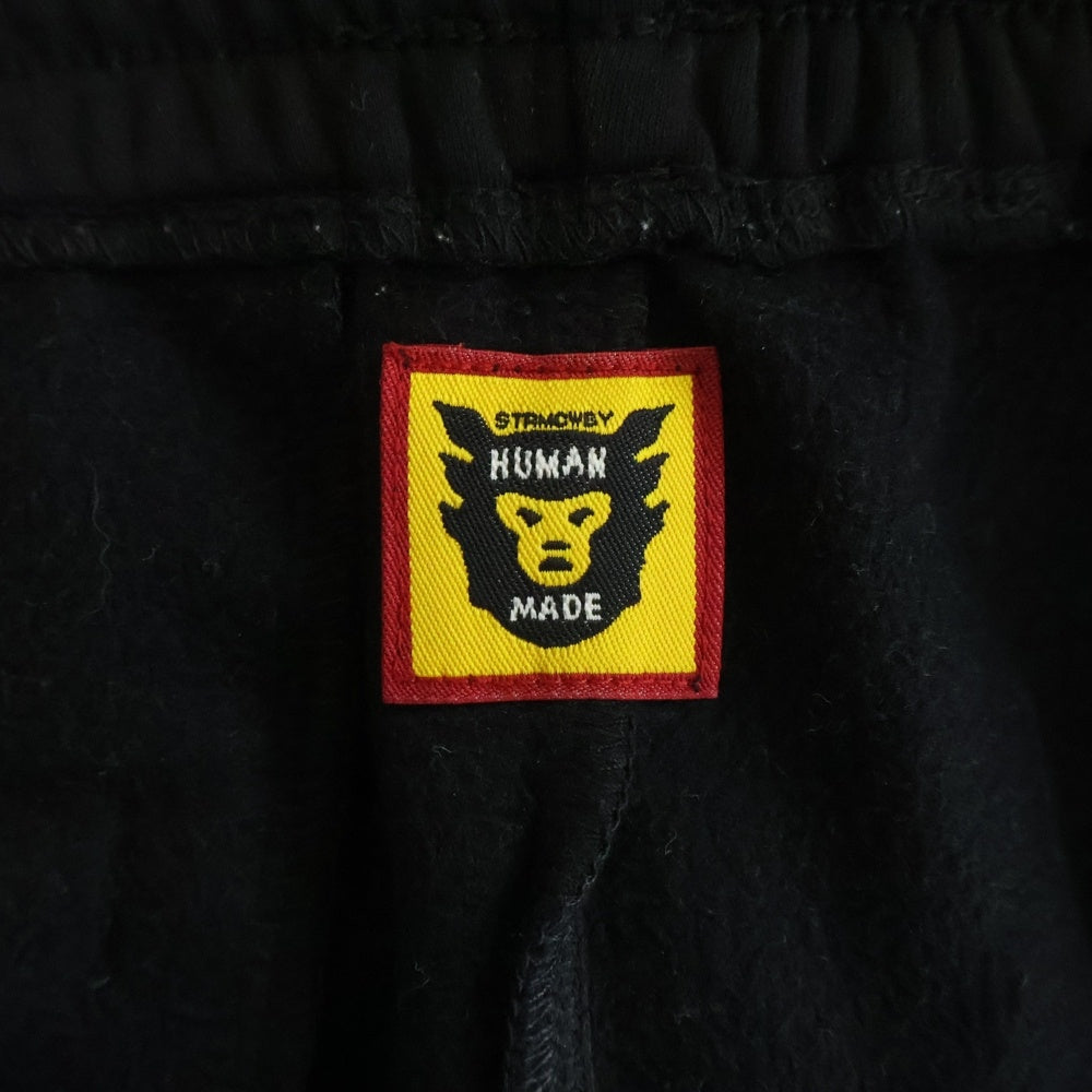 HUMAN MADE(ヒューマンメイド) 24SS TRACK PANTS ロゴ刺繍 サイドライン トラックパンツ ブラック/レッド HM27PT016