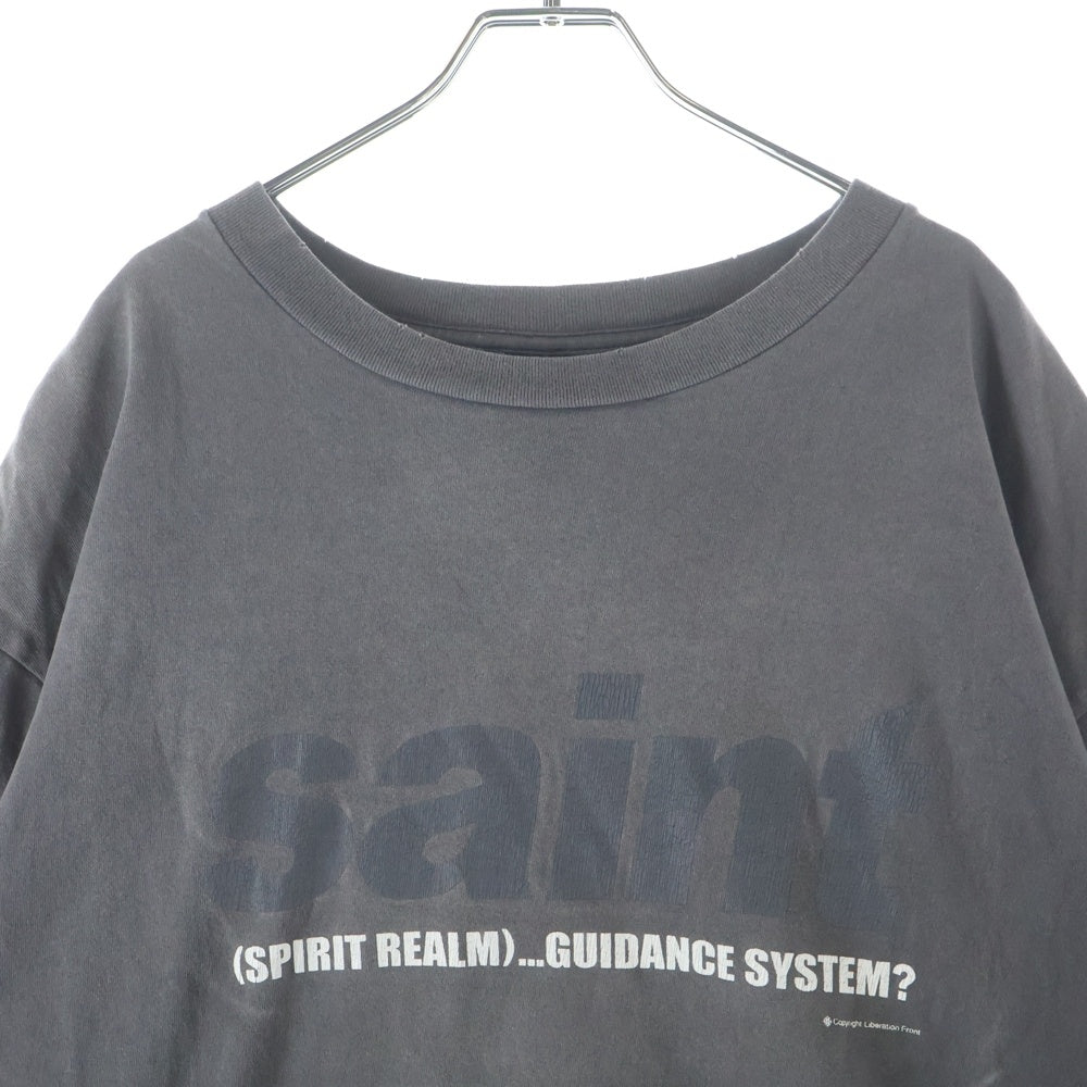 SAINT MICHAEL(セントマイケル) 23SS ST SYSTEM S/S Tee フロントプリント クルーネック 半袖Tシャツ チャコールグレー SM-S23-0000-006