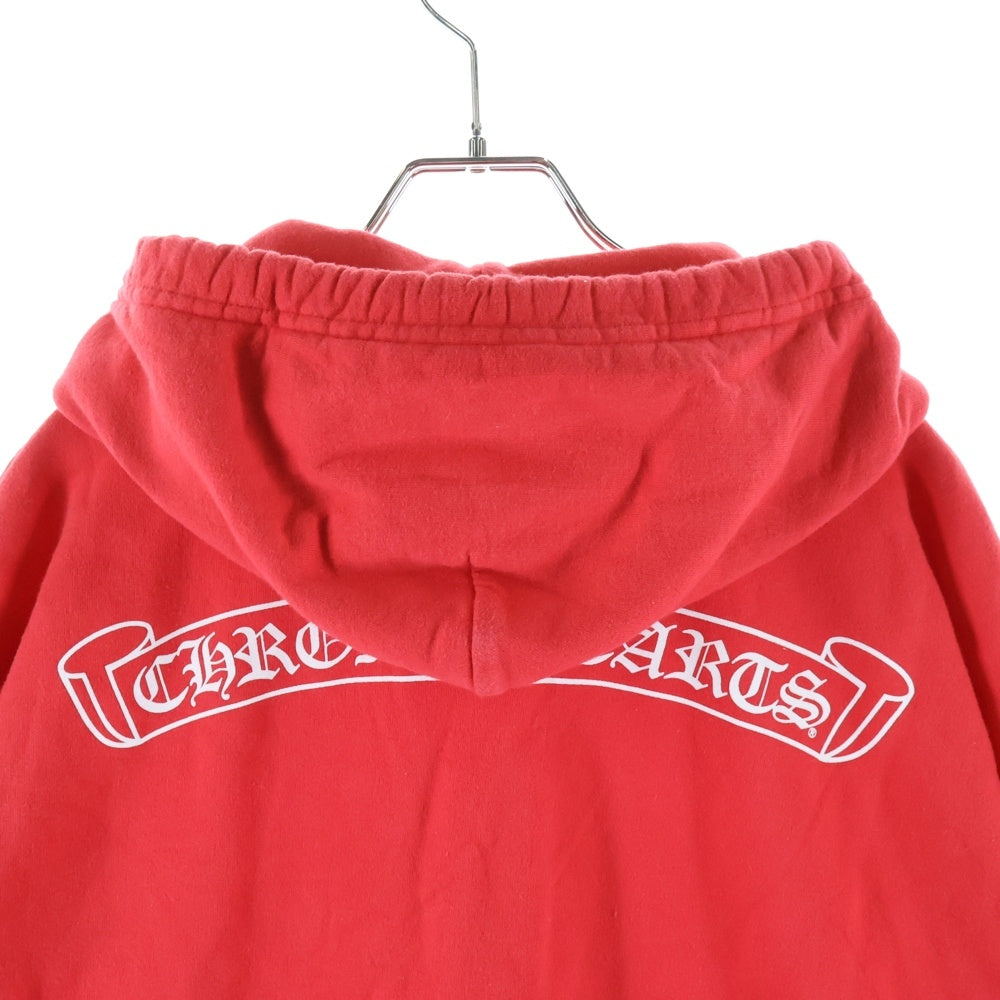 CHROME HEARTS(クロムハーツ) SWTSHRT PLVR バックスクロールラベルプリント アームプリント スウェットプルオーバーパーカー フーディー レッド