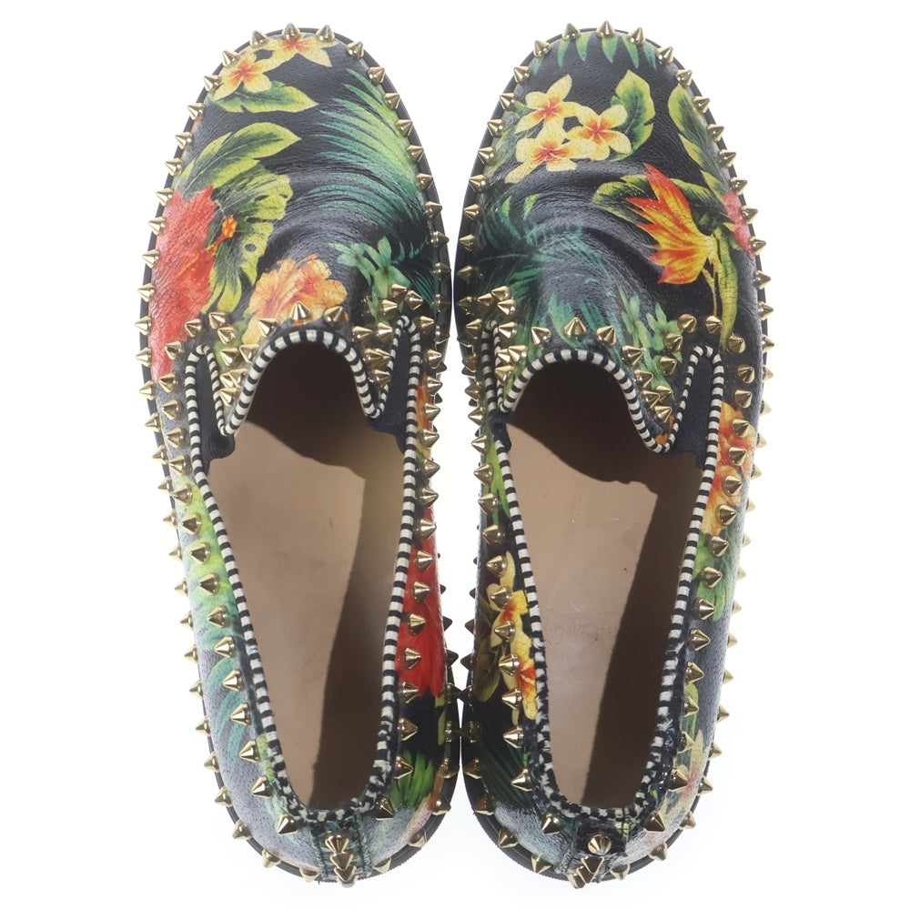 CHRISTIAN LOUBOUTIN(クリスチャンルブタン) ハワイアンフラワー総柄 スタッズ スリッポン マルチカラー