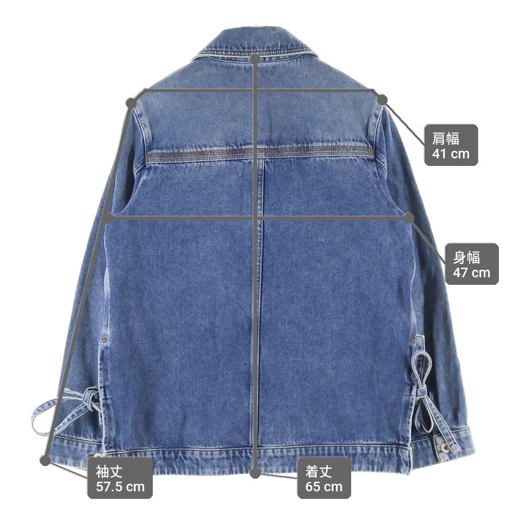 LOEWE(ロエベ) アナグラムレザーパッチ デニム ワークジャケット インディゴ S359Y50X55