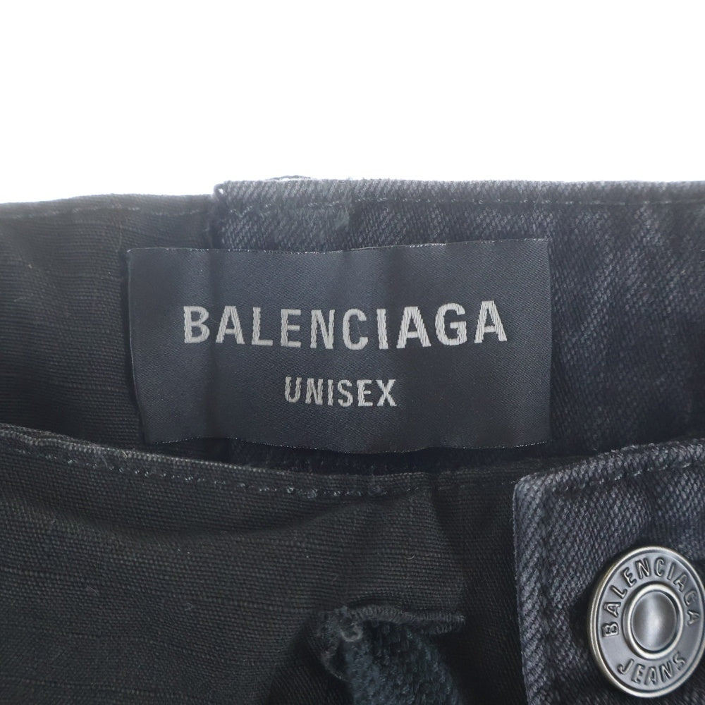 BALENCIAGA(バレンシアガ) 24SS Hybrid Baggy Pants ハイブリッドバギー ドッキングデニムカーゴパンツ ブラック XD38 786645 TQW54